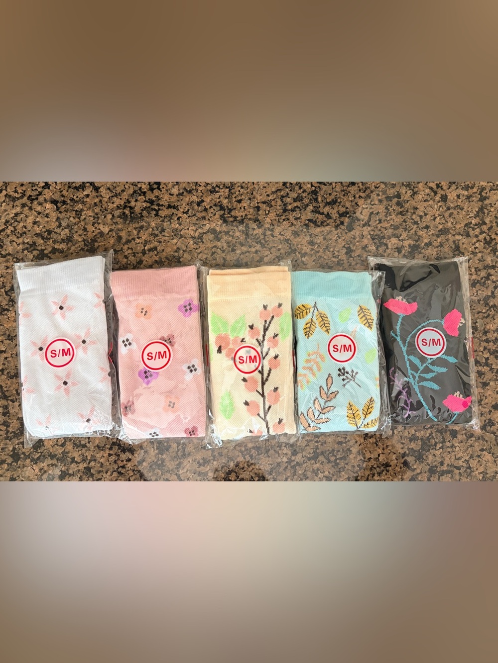 Floral Compression Socks- Set of 5 (Size S/M)